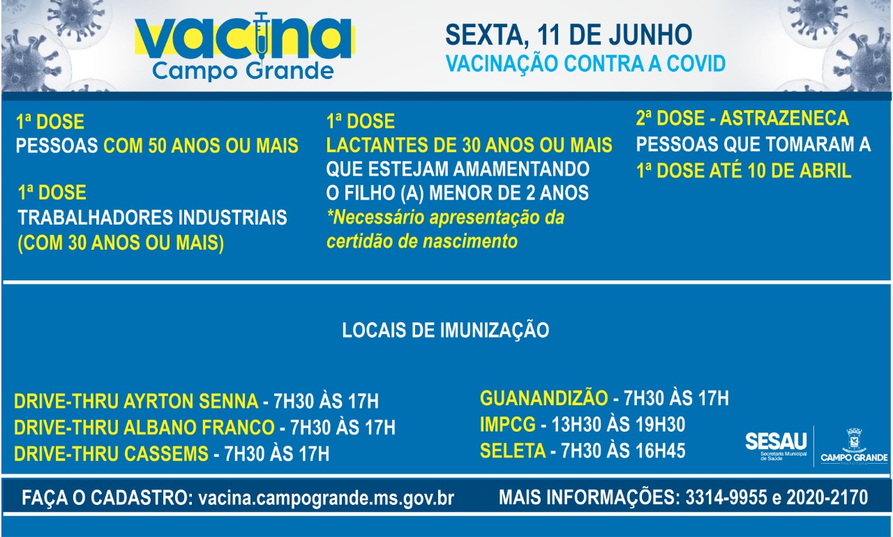 Confira quem pode tomar vacina contra covid e os locais de imunização em Campo Grande